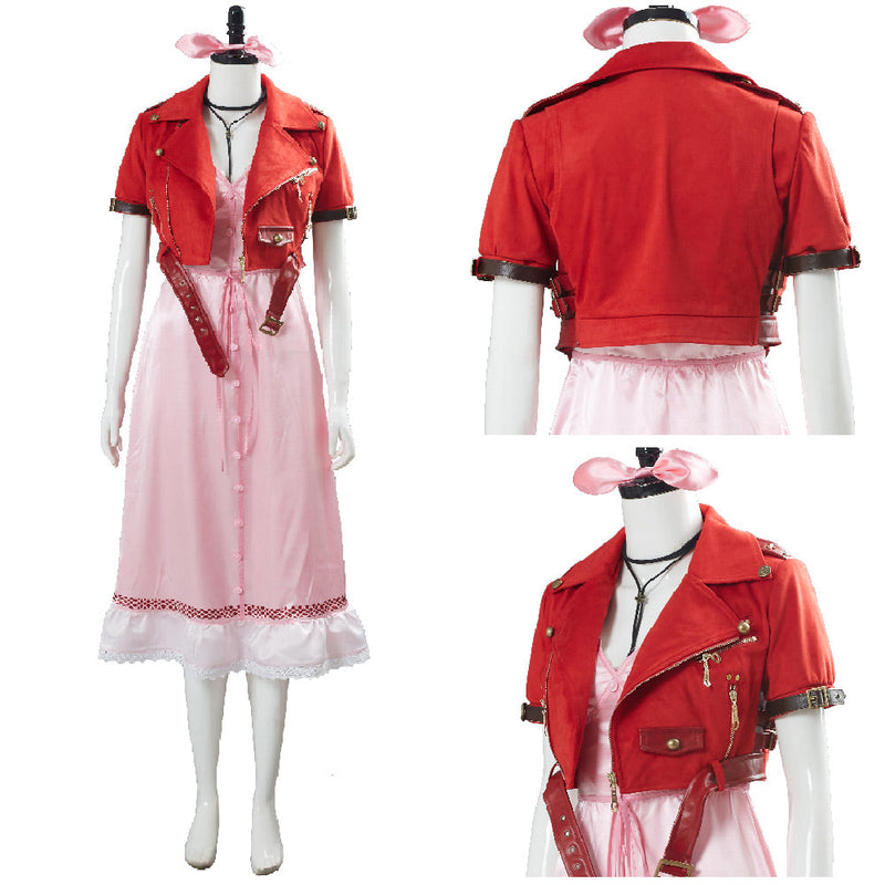 Final Fantasy VII 7 Aeris Aerith Gainsborough Pink Dress Outfit Cosplay Costume