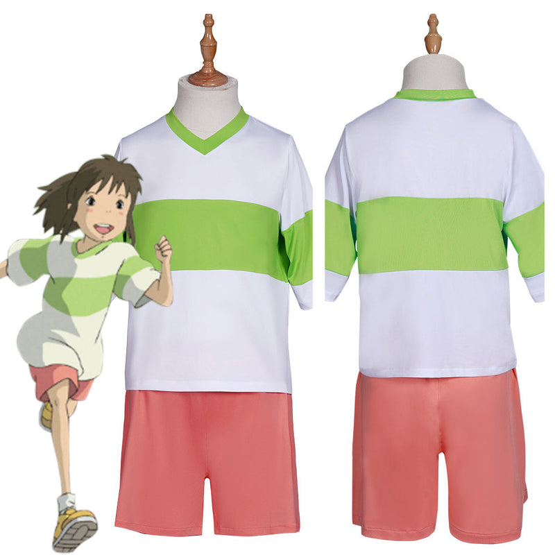 Spirited Away-Ogino Chihiro T-shirt Shorts Outfits Halloween Carnival Suit Cosplay Costume