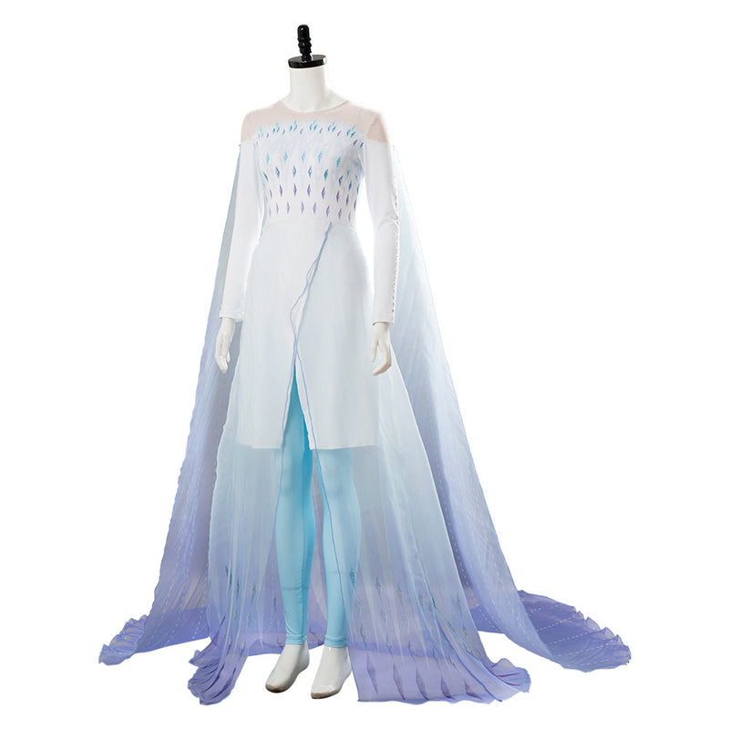 Frozen 2 Elsa Ahtohallan Cave Queen White Gown Cosplay Costume