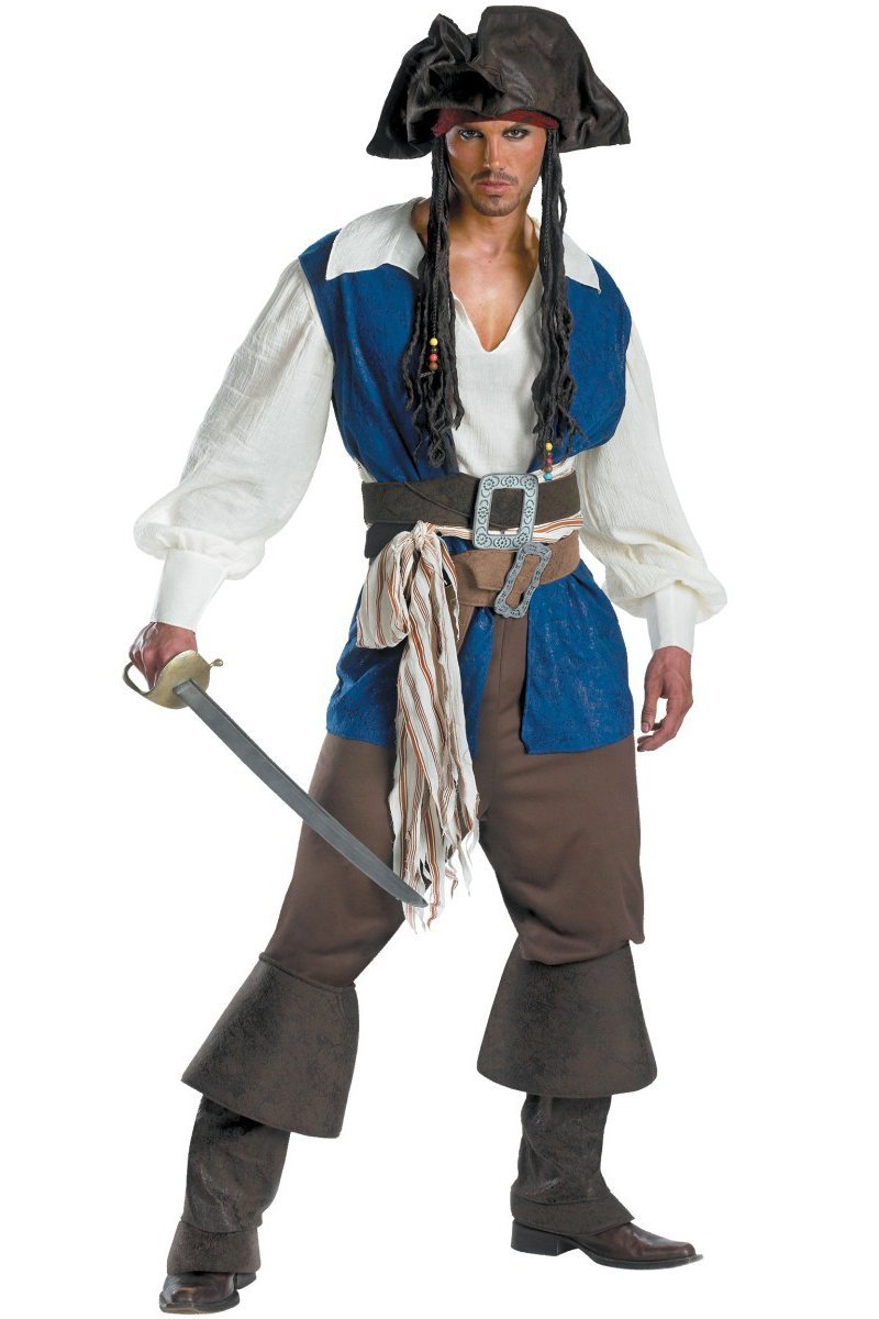 Pirates Of The Caribbean Jack Sparrow Outfit Cosplay Costume Men Ver.