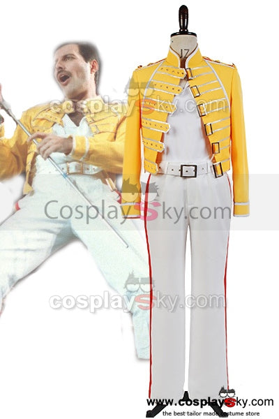 Queen Lead Vocals Freddie Mercury Yellow Jacket Cosplay Costume