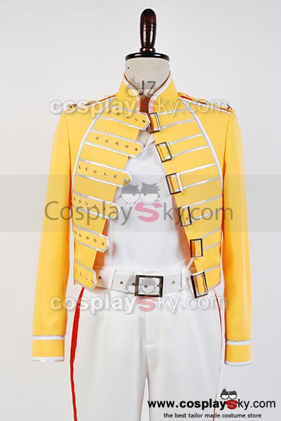 Queen Lead Vocals Freddie Mercury Yellow Jacket Cosplay Costume