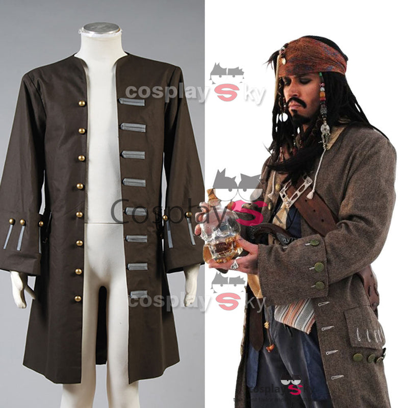 Pirates Of The Caribbean Jack Sparrow Jacket Coat Costume